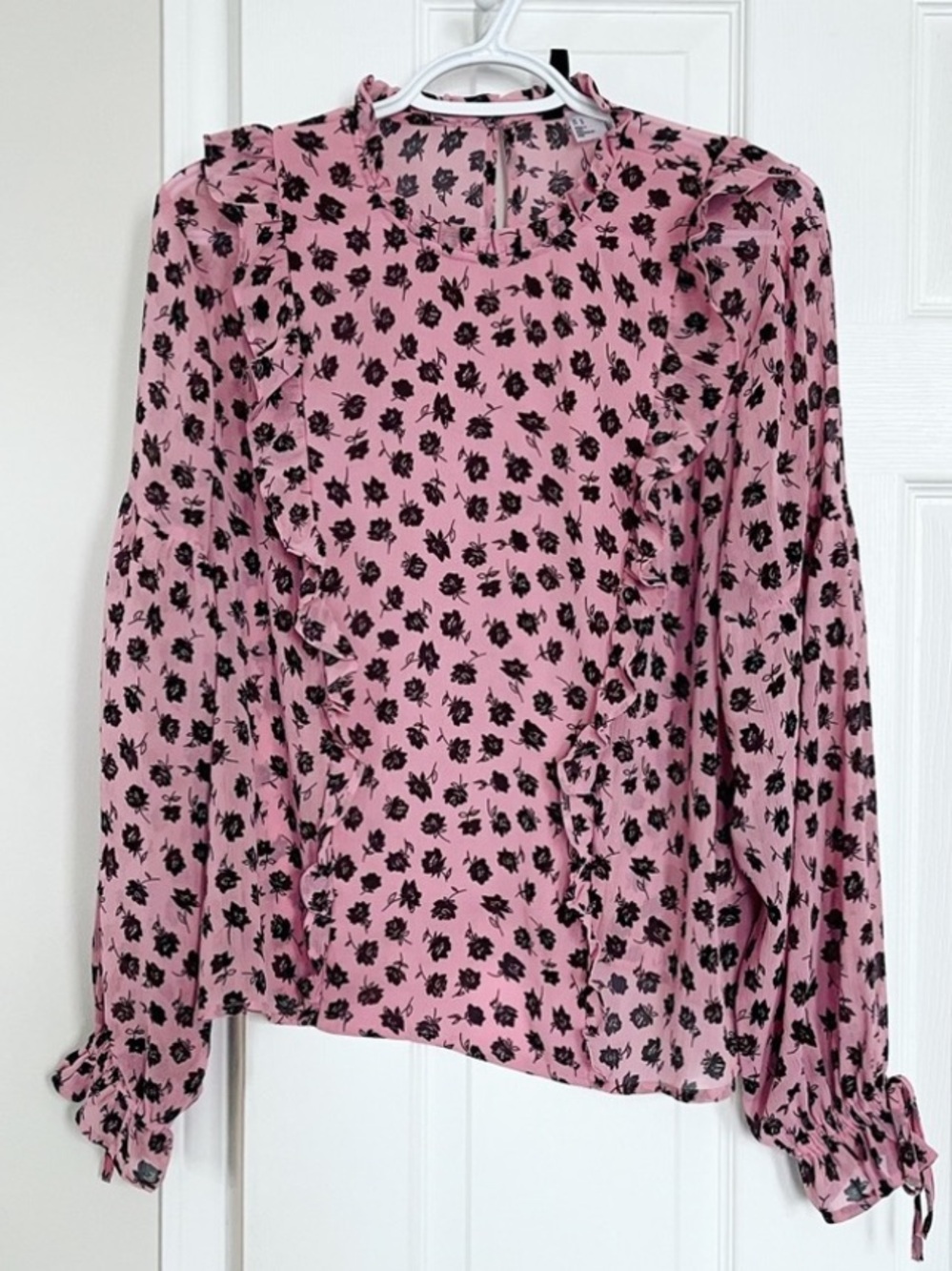 Divided Pink Floral Ruffle Blouse